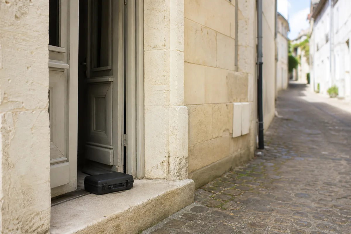 Rue du centre ancien de Thouars avec ses maisons de pierre calcaire