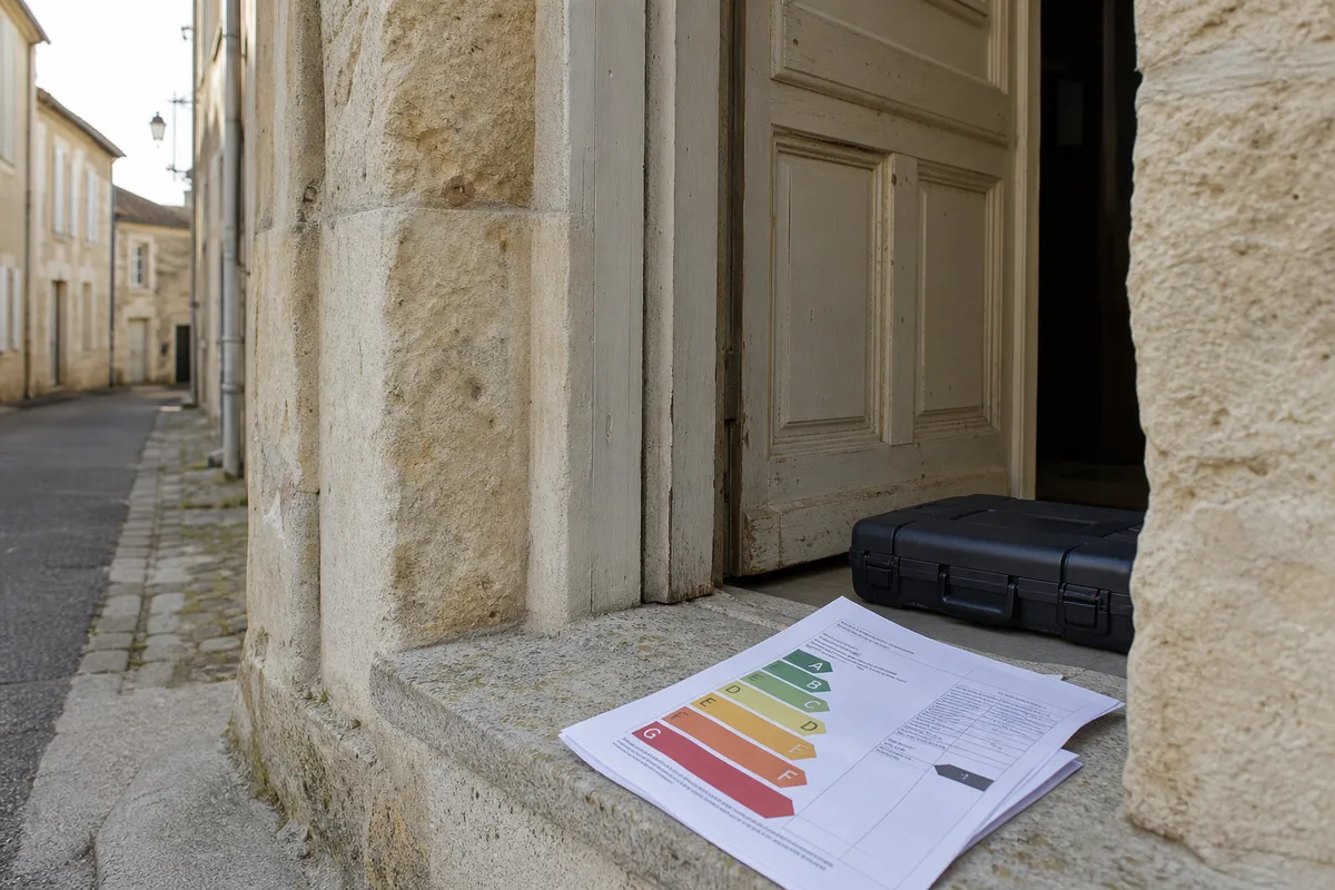 Étiquette énergétique de A à G affichée sur un rapport de diagnostic