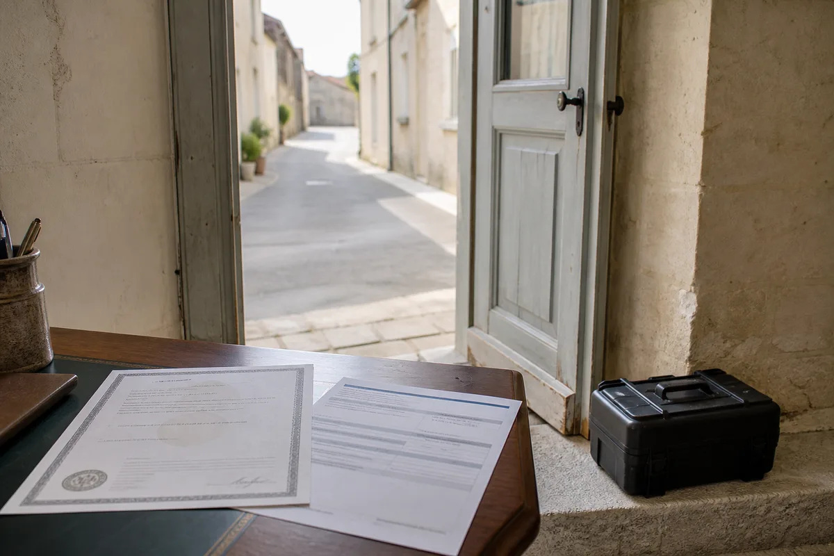 Certificat de compétences et attestation d’assurance posés sur un bureau